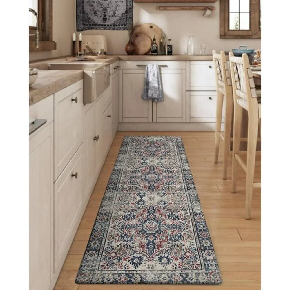 New 23x86 Kitchen Mat, Extra Long Anti-Fatigue Cushioned Non-Slip Rug - Blue